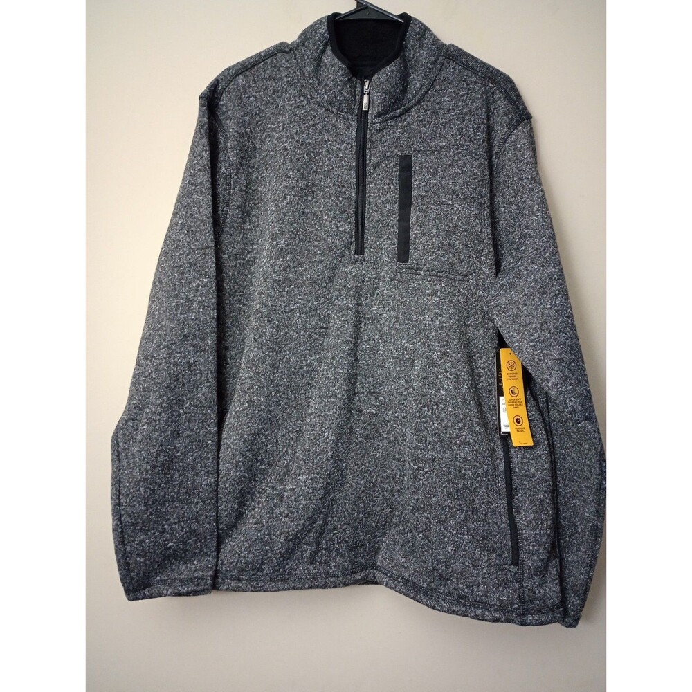 NWT Lee Grey Black Pullover Quarter Zip Jacket Pockets Size XL